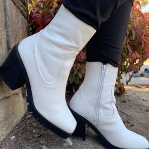White heeled boots